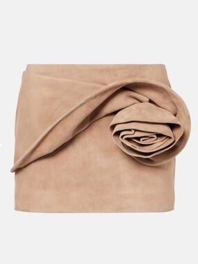 MAGDA BUTRYM Floral-Appliqué Suede Miniskirt